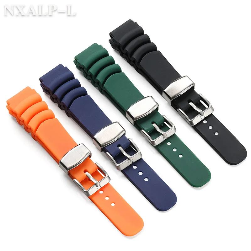 20mm 22mm Silicone Watchband for Seiko SKX007 009 Diving 007 Abalone Canned Resin Watch Strap Men's Sports Universal Bracelet