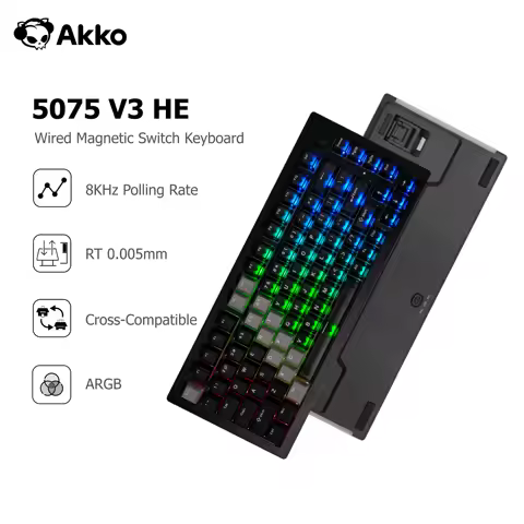 Akko 5075 V3 HE Magnetic Keyboard 75% Wired Custom Mechanical Gaming Keyboard Rapid Trigger 0.005mm 8K Polling Rate ARGB