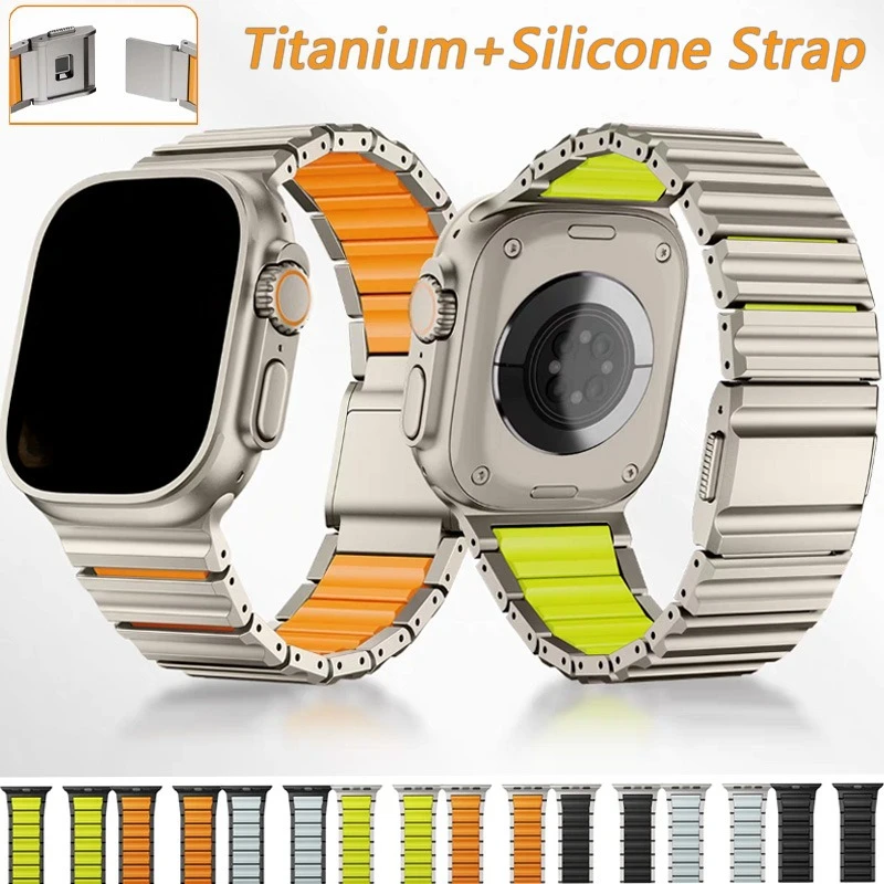 Titanium Watch Strap For Apple Watch Series 11/10/9/8/7/6/5/SE/Ultra 3 2 Magnetic Clasp Watch Band For iWatch 49/46/45/44/42mm