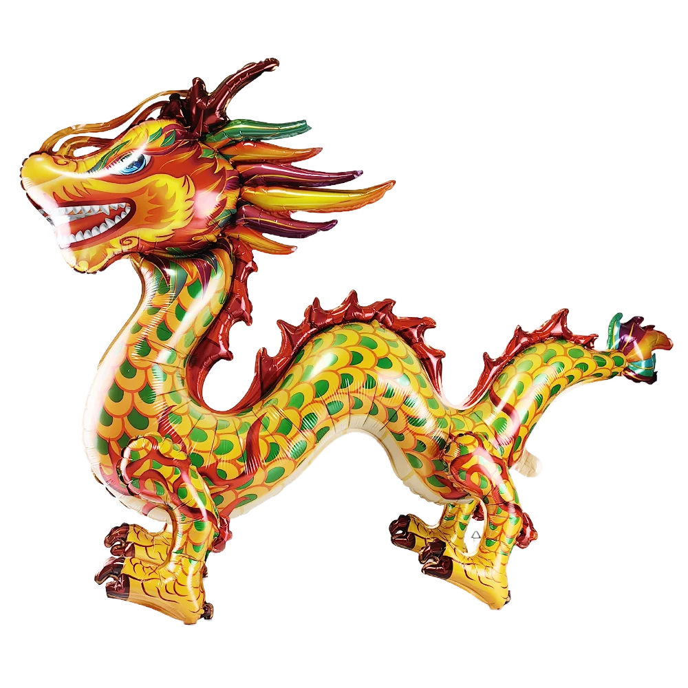 Chinese New Year Foil Balloons Standing Dragon Balloons Lion Dance God of Wealth Balloon 2025 Chinese New Years Eve Party Decors