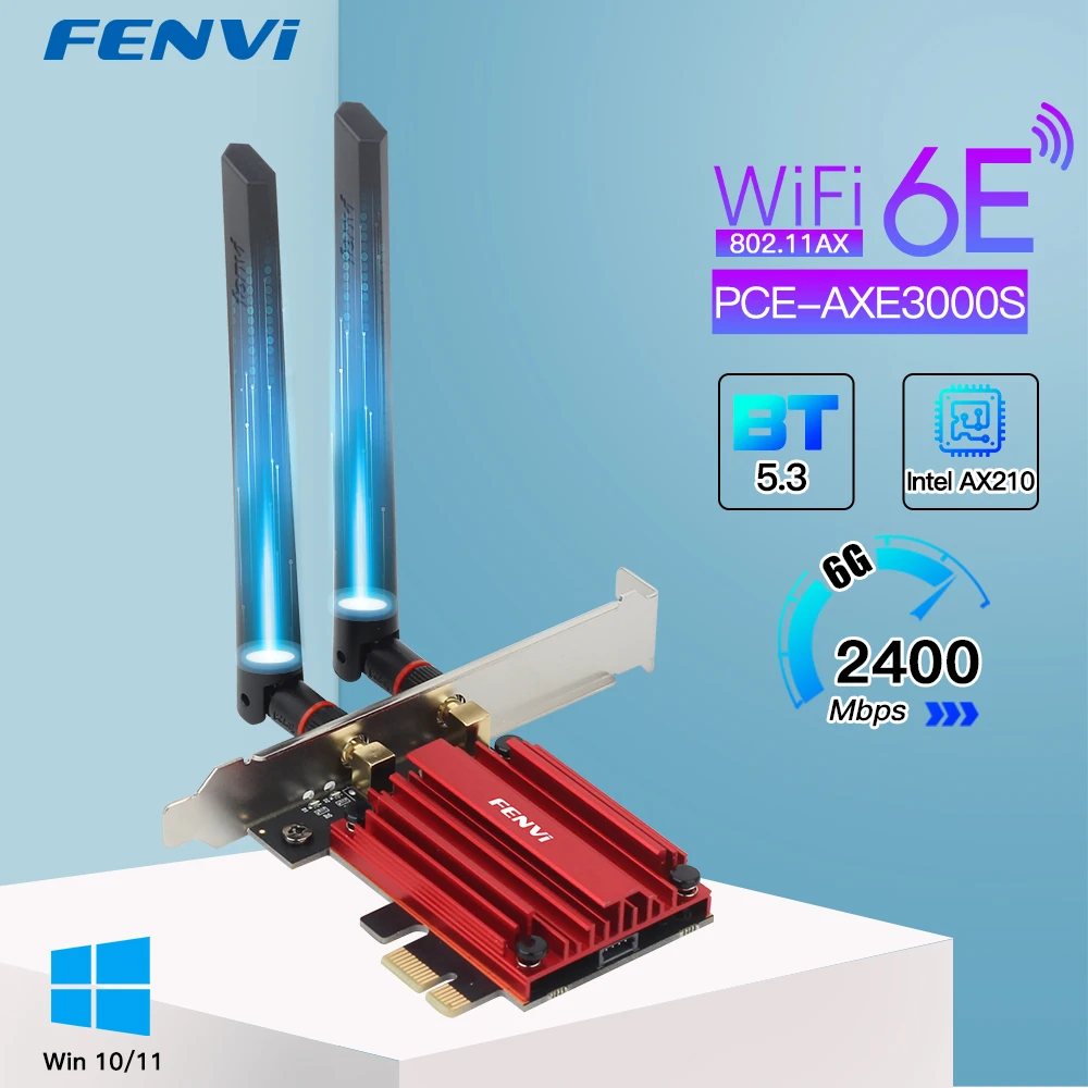 Wi-Fi 6E AX210 5374Mbps Tri-band 2.4G/5G/6Ghz Wireless PCI-E Adapter Compatible Bluetooth 5.2 Network WiFi Card For PC Win 10/11