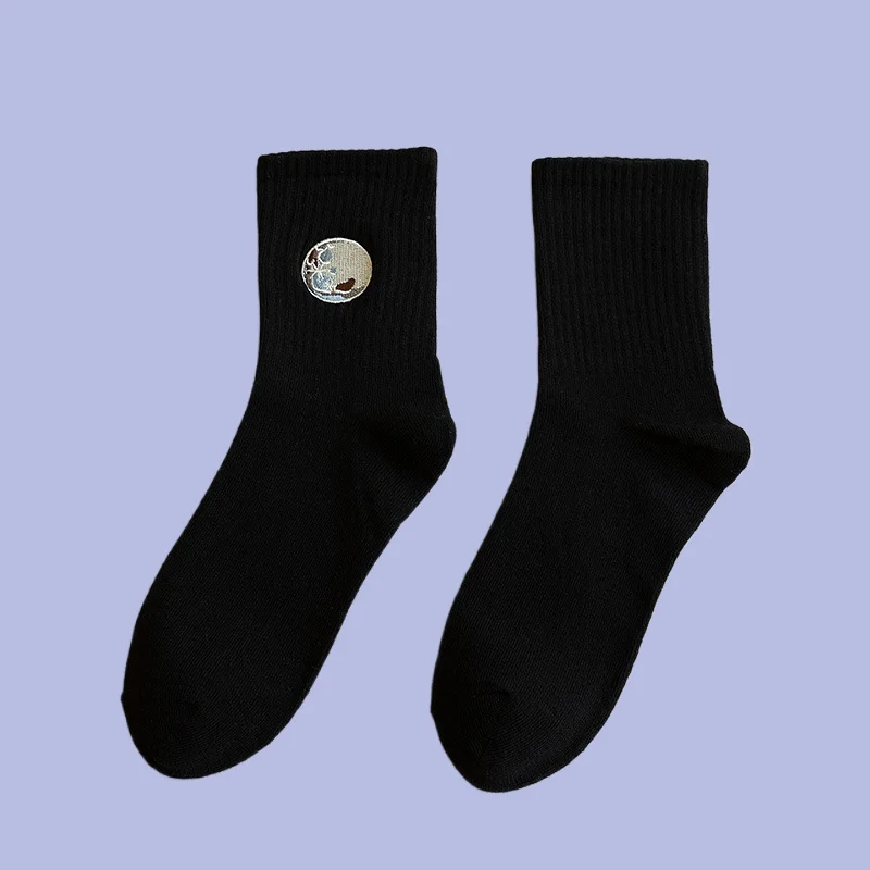 Chaussettes de dehors Décontractées pour Étudiant, Noir et Blanc, Style Japonais, Assorties avec Tout, Nouvelle Collection Printemps et Été, 3/6 Paires