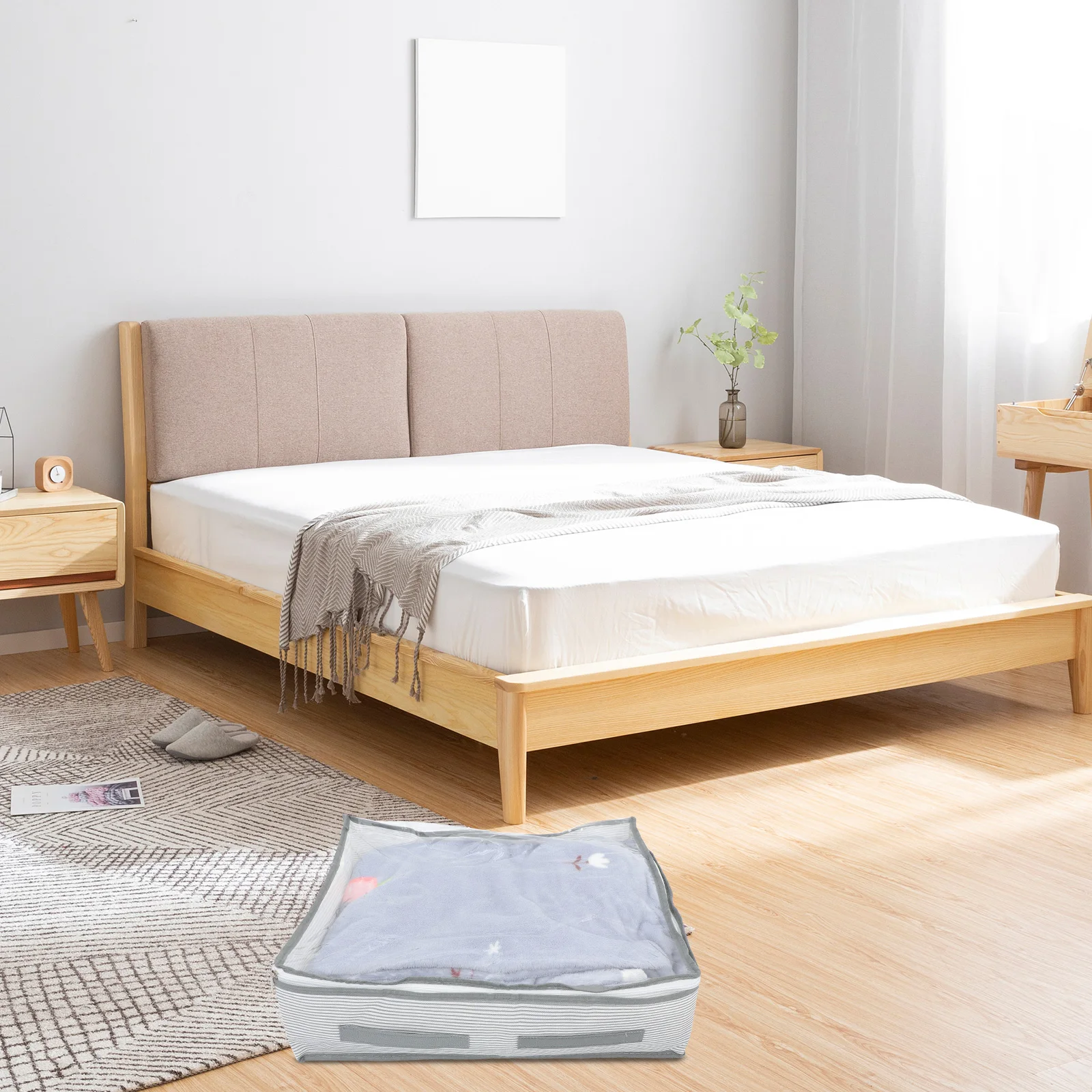 

Grey Stripe H15 Storage Bag Foldable Clothes ganizer Collapsible Bins Blanket Container Closet Storage Solutions