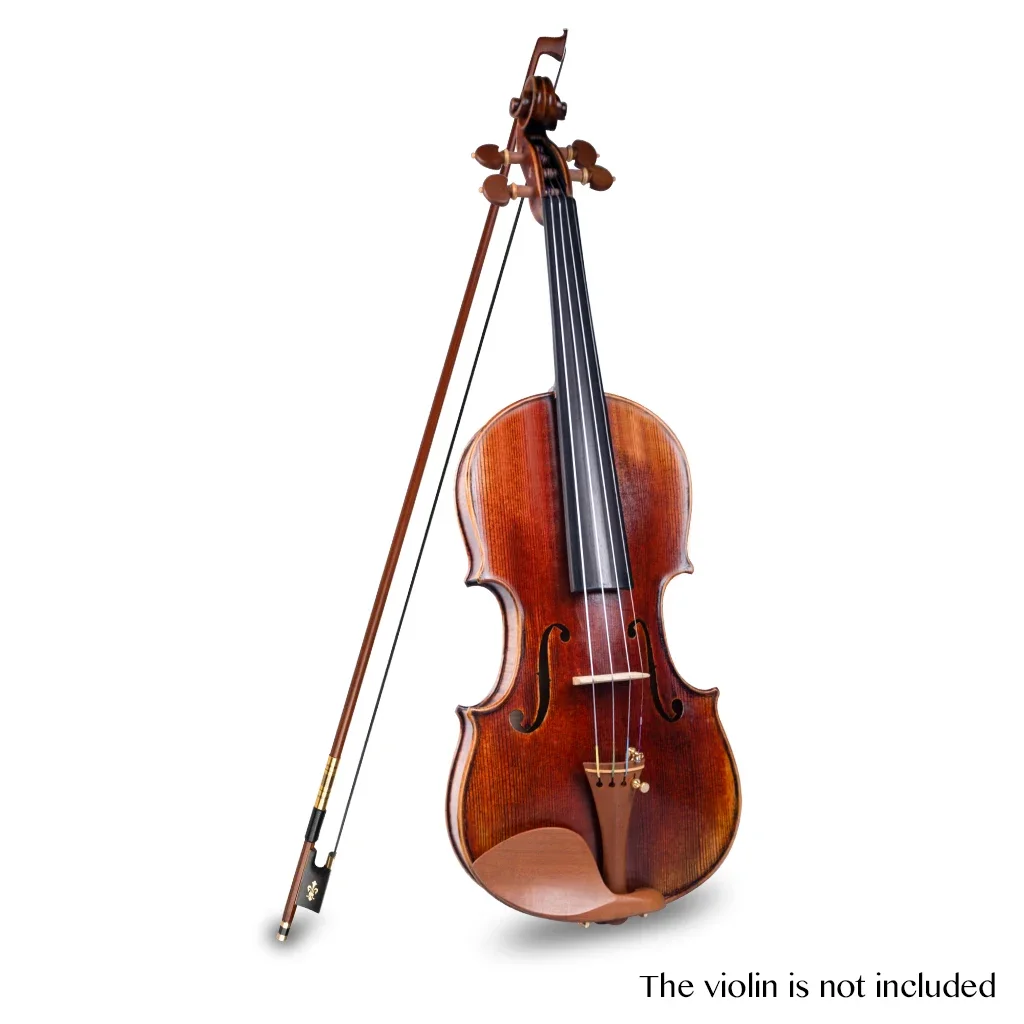 Nai avançado arco de violino 4/4 tamanho ipe arco de violino vara redonda crina de cavalo preto ébano sapo flor-de-lis incrustação acessórios de latão