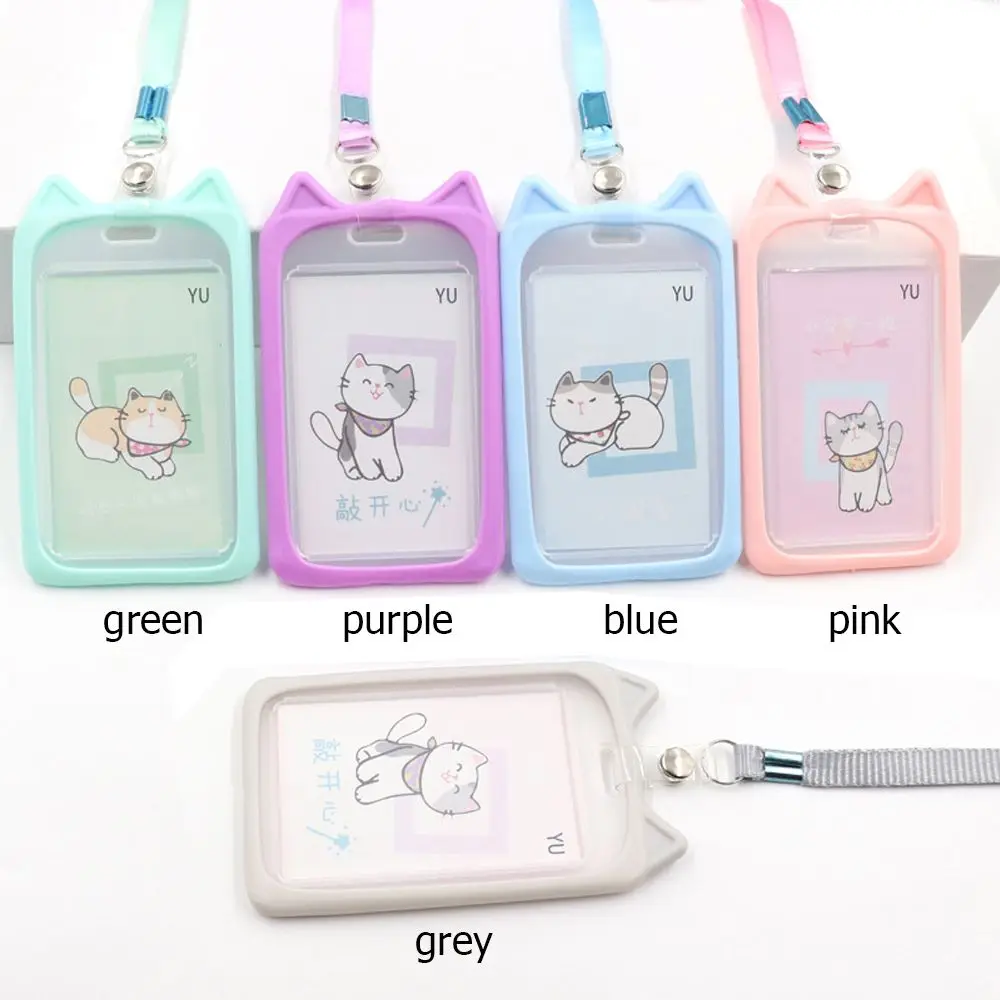 1PC Cute Bank Retractable Reel Lanyard ID Card Sleeve Bus Card Case Credit Cover Case Card Holder