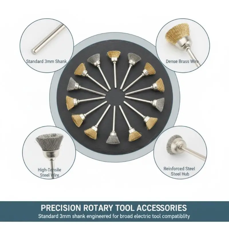 36Pcs Brass Steel Wire Brush Set Wheel Brushes For Drill Rotary Tool Accessories Rust Removal Metal Cleaning Polishing