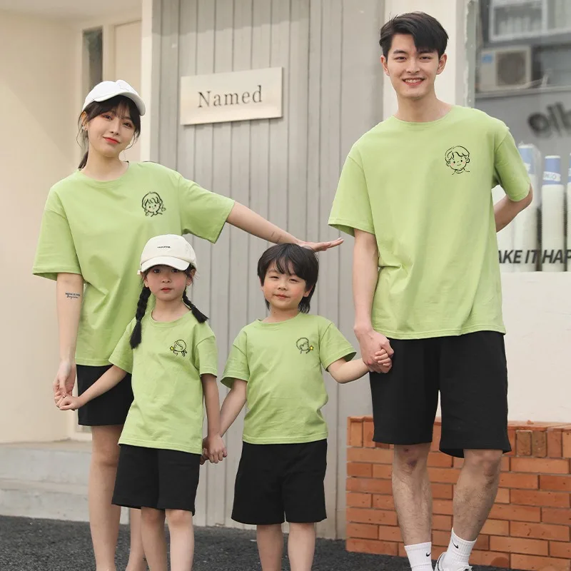 Summer Family Matching Clothes Cotton T shirts Matching Family Outfits Daddy Mommy Daughter Son Short Sleeve Cute Family Look