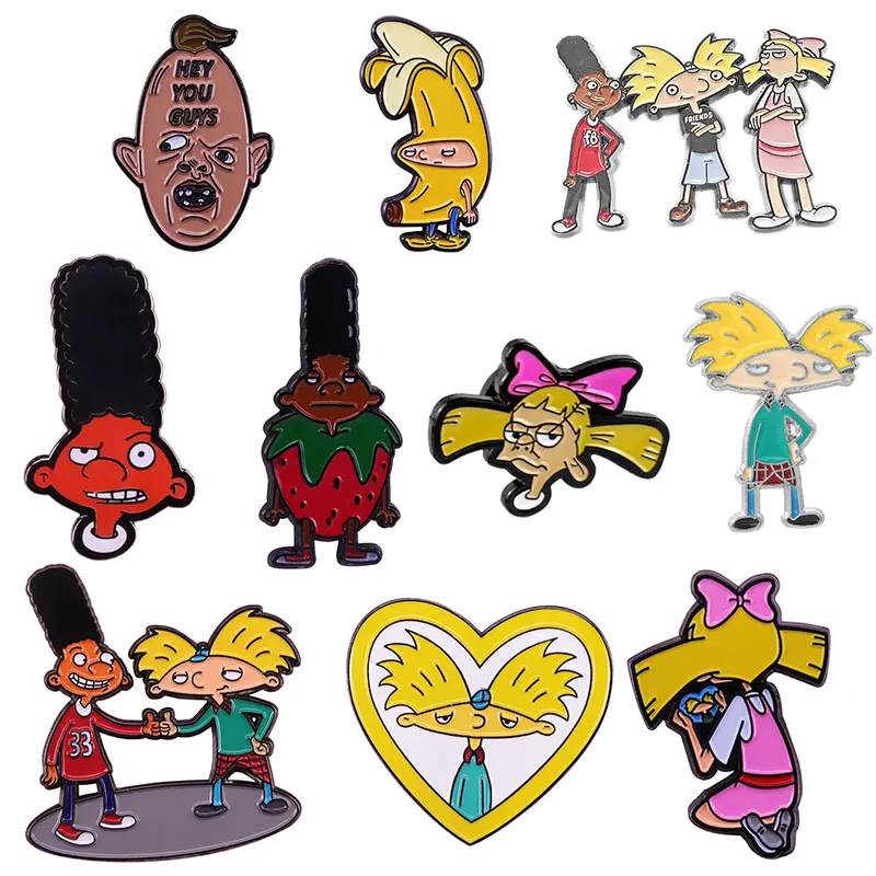 Hey Arnold Enamel Pins Christmas Lapel Pins for Backpacks Cool Fashion Badges Accessories for Jewelry Jewelry Brooches