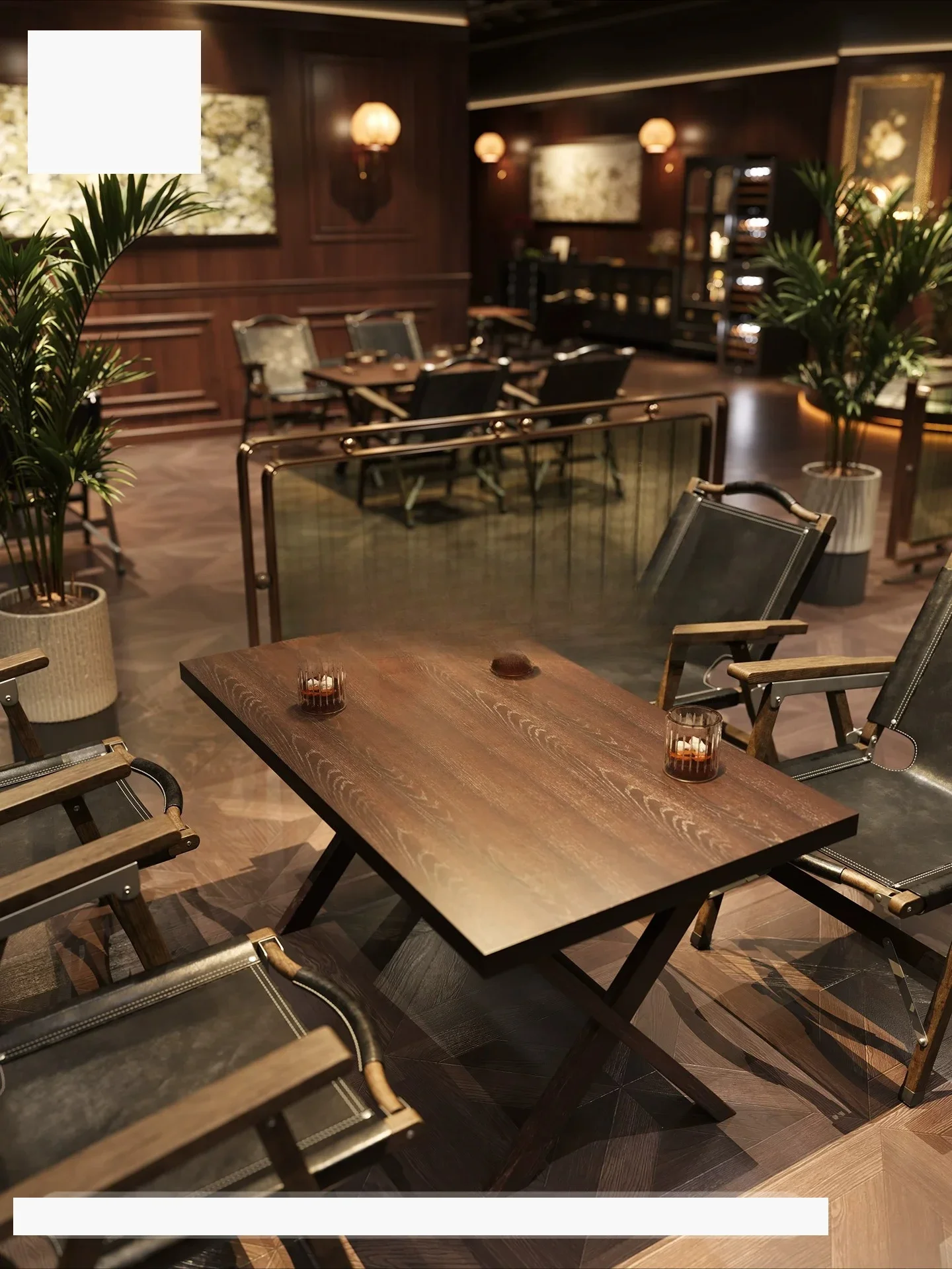 Retro Bar Clear Table and Chair Combination Bistro Cafe Solid Wood Dining Chair Dining Whiskey Table and Chair Custo