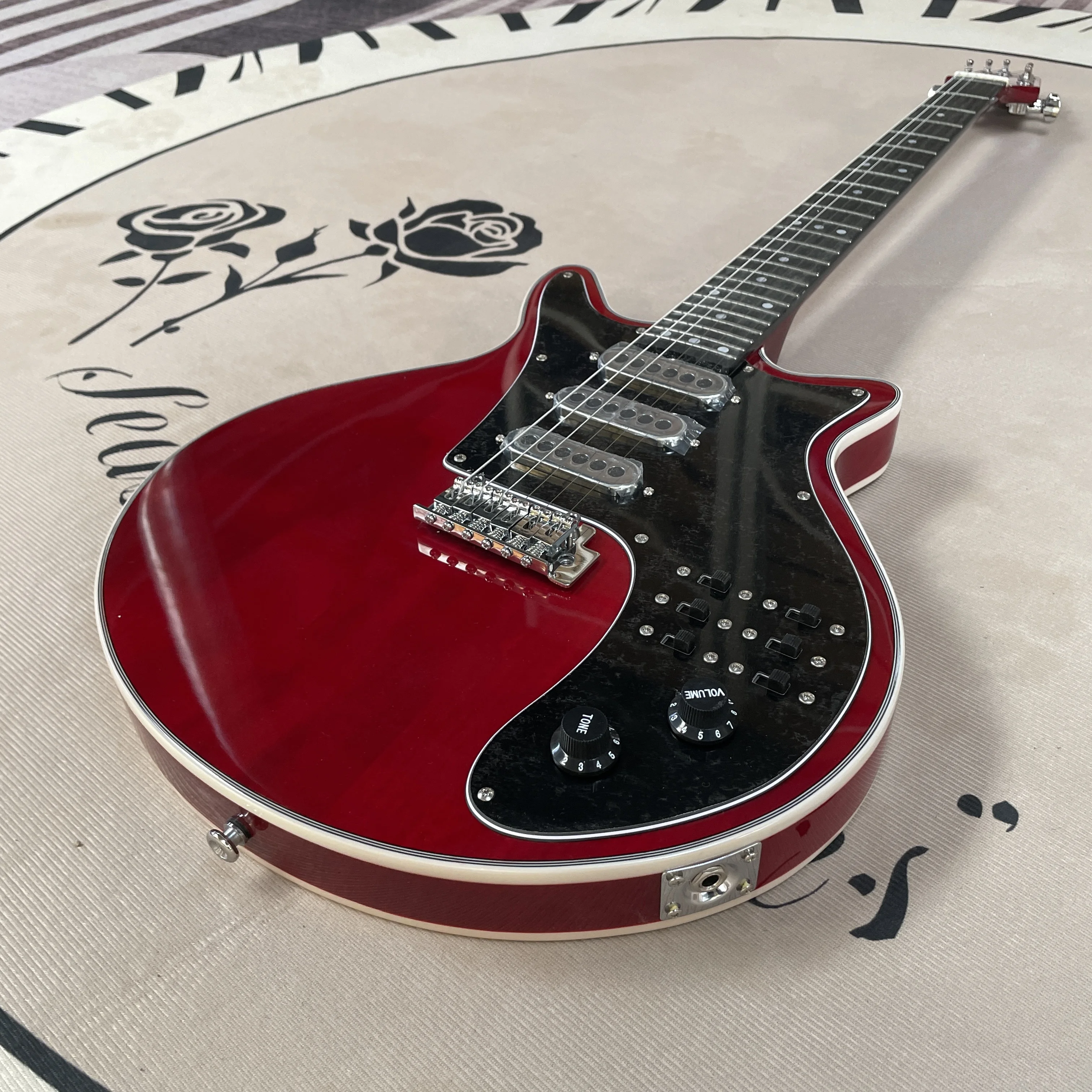 6strings electric guitar red guitars chrome hardware guitarra