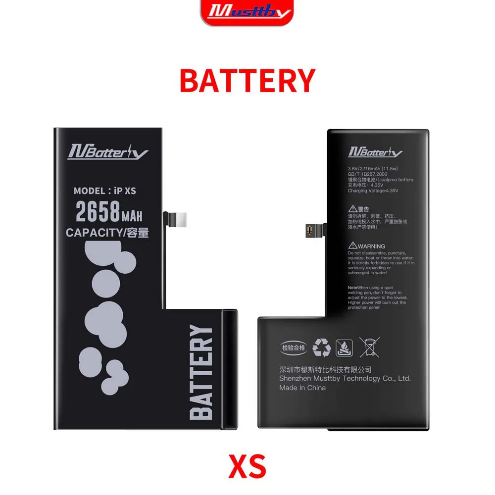 Musttby 2pc High Quality Battery For iPhone 15 16 16Pro 7 8 11 12 Pro MAX 14 15 SE2 Plus X XR Xs Max Phone Bateria Replacement