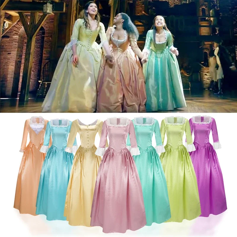 Anime Rock Opera Hamilton Musical Concert Peggy Elizabeth Angelica Cosplay Costume Adult Women Muslim Prom Dresses Halloween Cos