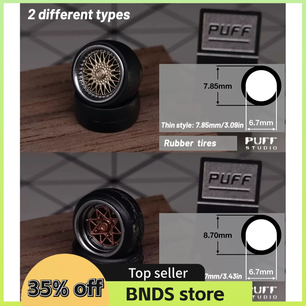 PUFF 1/64 모델 자동차 수지 휠(고무 타이어 포함) 모델 스포츠 차량 Tomica JDM용 부품 재장착