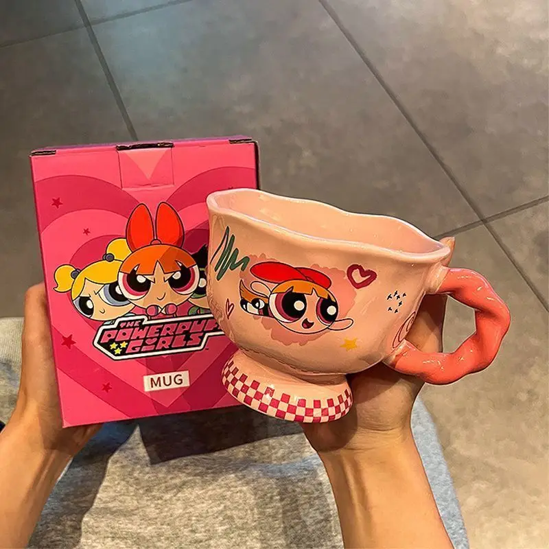 Kawaii Powerpuff Girls animation peripheral cartoon mug high-value ceramic milk household coffee cup birthday gift wholesale