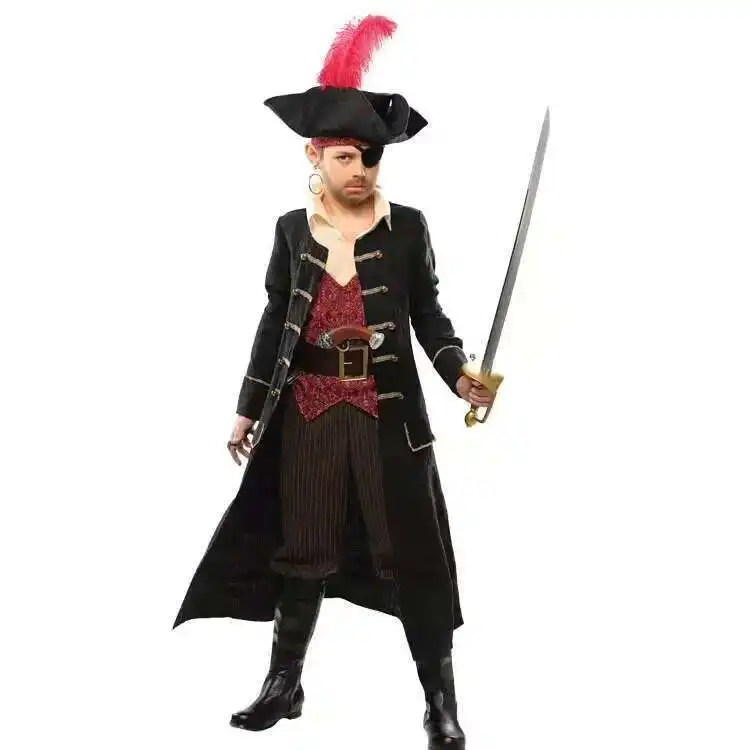 

COS Halloween Performance Costume Children's Deluxe Pirates Of The Caribbean Captain Linen Outfit Set