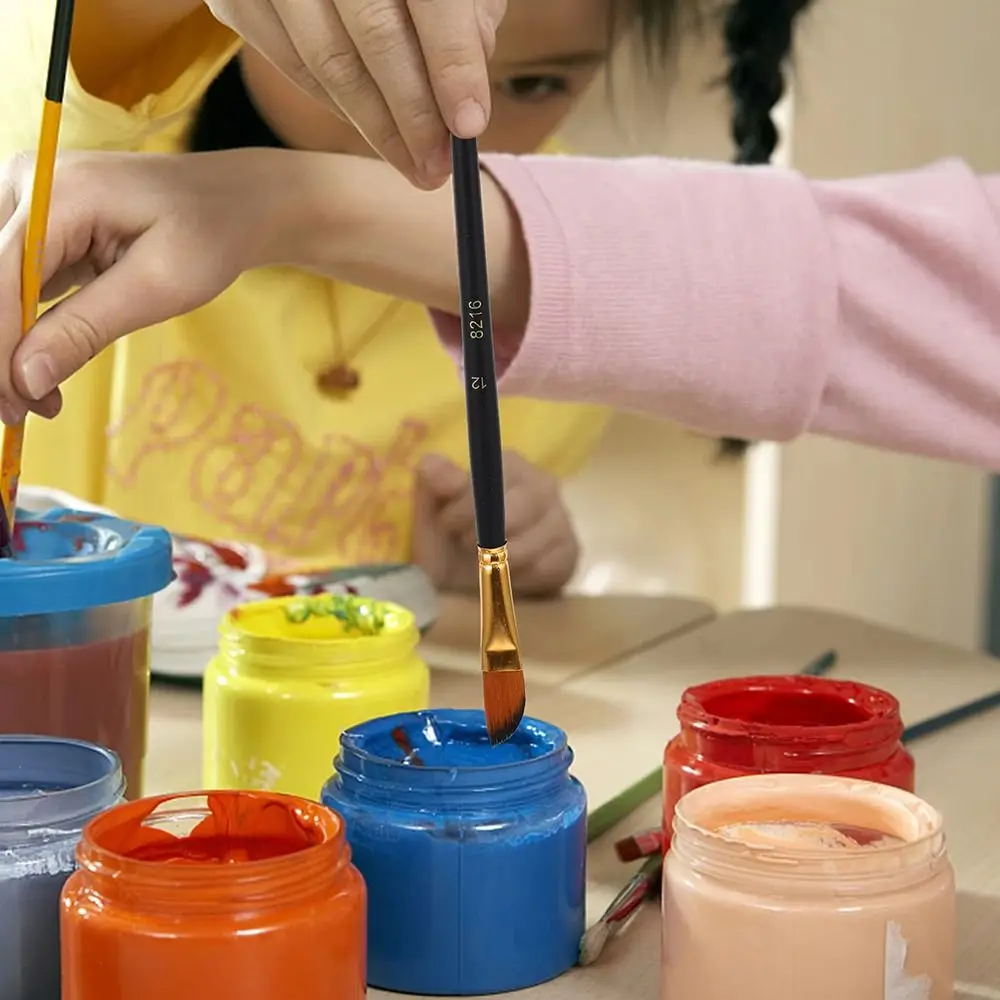 

12 шт./компл., набор нейлоновых кистей для рисования волос, акриловые материалы, многофункциональная кисть для масляной живописи, акварель, гуашь, короткий деревянный стержень