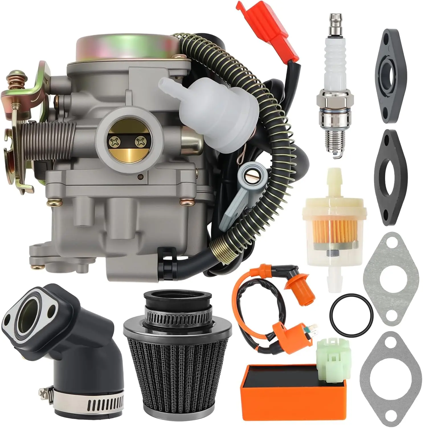 GY6 18MM CVK PD18J Motorcycle Carburetor Compatible with 4 Stroke 49cc 50cc Taotao 139QMB 139QMA PD18J Engines Moped ATV with Ai