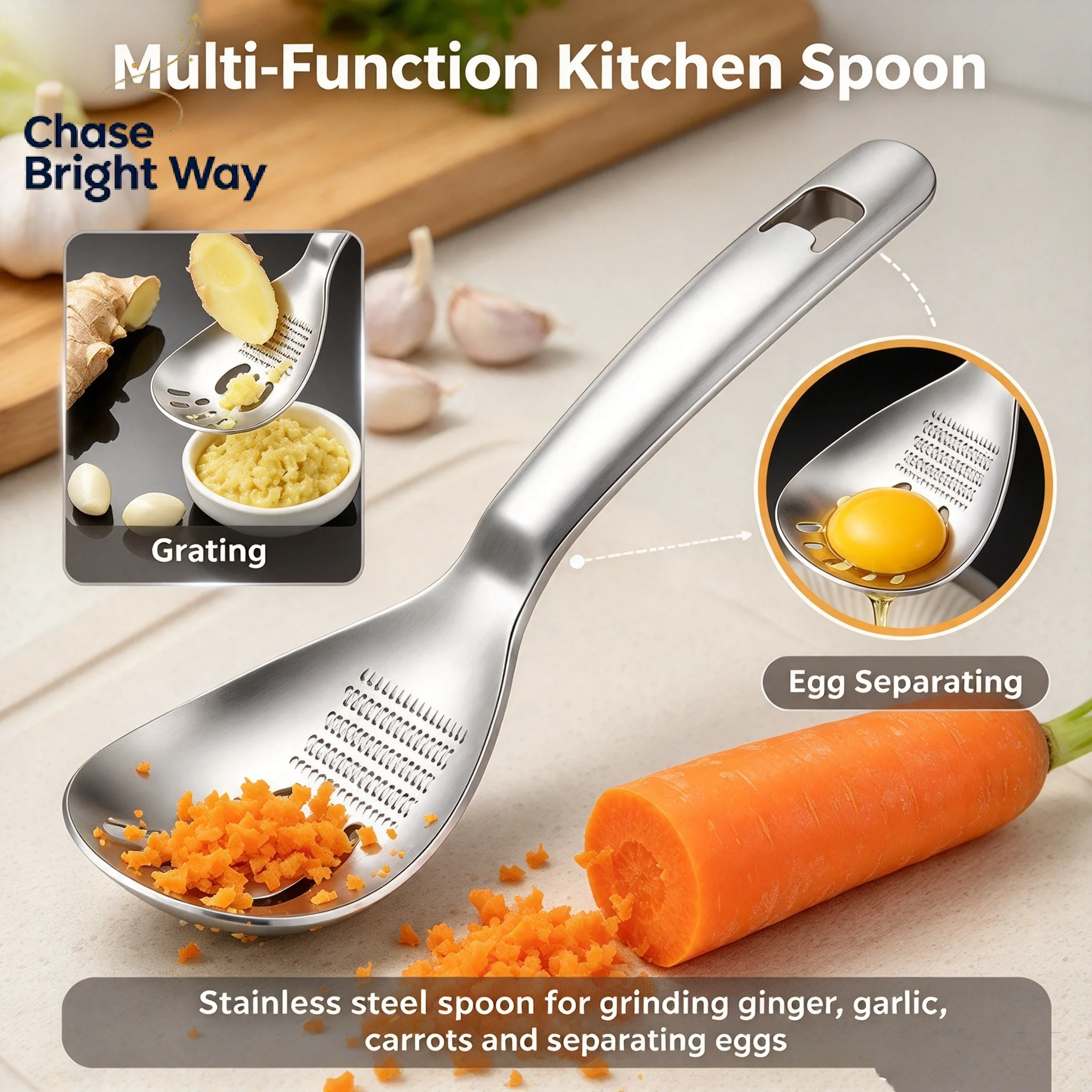 5in1 Stainless Steel Kitchen Utensil Garlic Ginger Vegetable Chopper Durable Manual Tool for Home Cooking Tasks