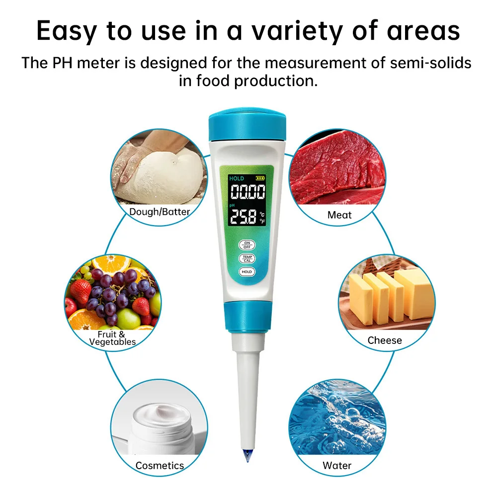 PH 0-14.00 PH Testeur de PH alimentaire Détecteur de compteur Testeur d'eau PH-012 Rétro-éclairage Numérique Testeur de qualité de l'eau Stylo TDS Compteur de température