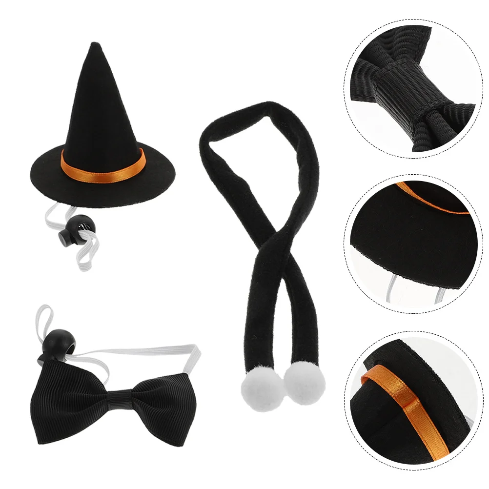 

1Set Halloween Witch Hat Scarf Bowtie Pet Costume Set Adjustable Hamster Small Pet Clothes Guinea Pig Cosplay Supplies
