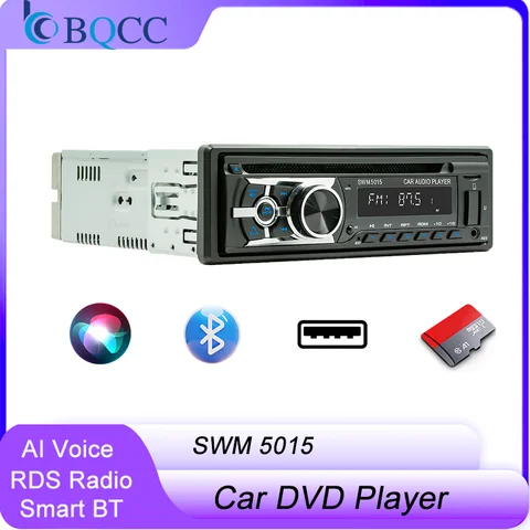 BQCC 1 Din Universal Car DVD/CD/VCD Player AI Voice BT USB TF AUX Input RDS Radio Locate a car Wiring protection EQ Car Stereo