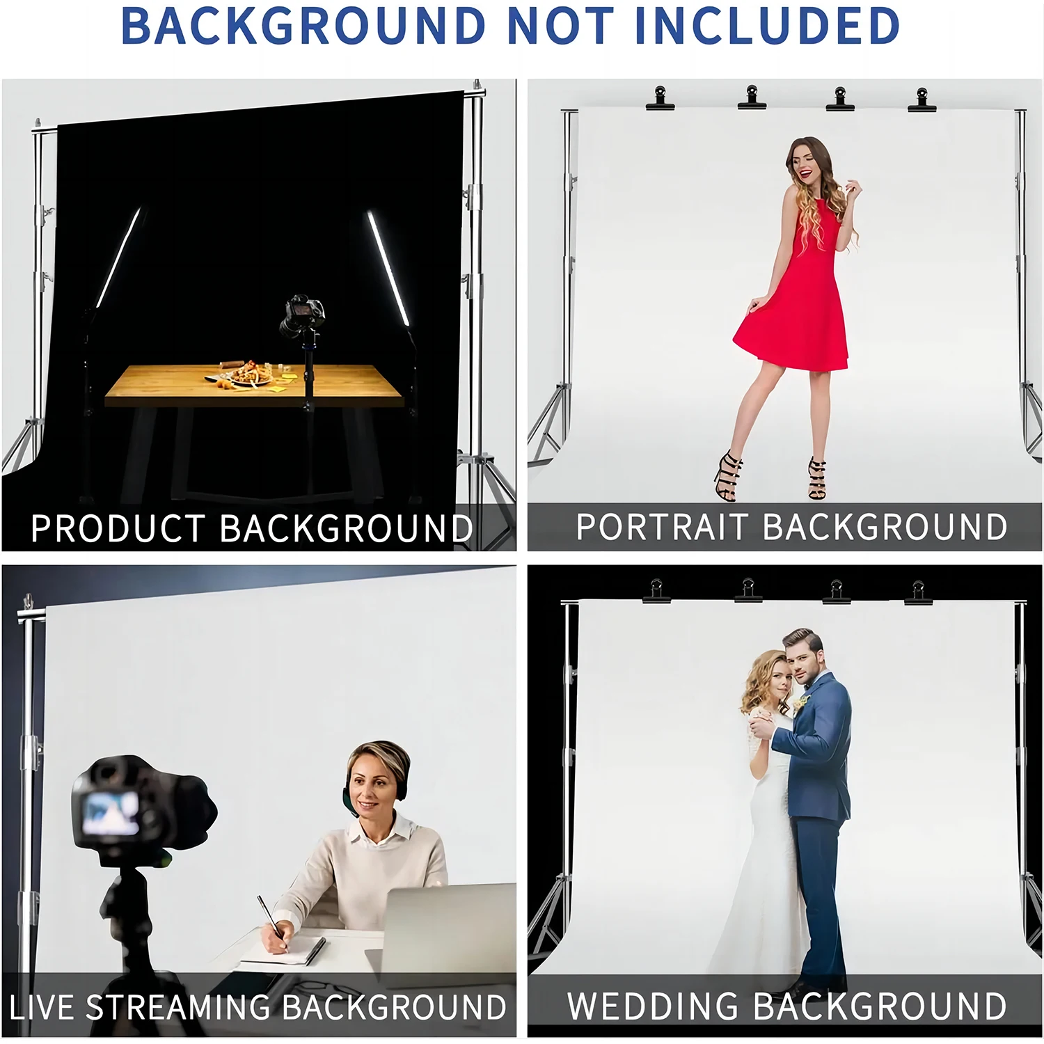 Achtergrond Stand Rvs 2.8*3M Verstelbare Fotostudio Achtergrond Support System Kit Met Draagtas Voor Fotografie studio