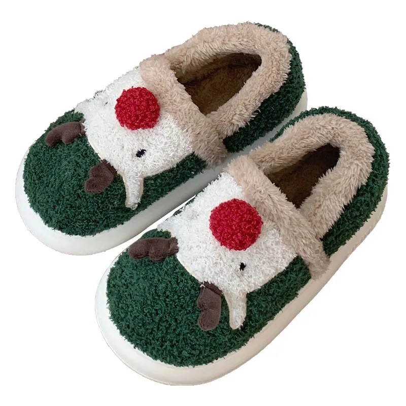 Christmas new cute elk fleece warm and comfortable cotton slippers women's autumn and winter indoor atmosphere plush shoes