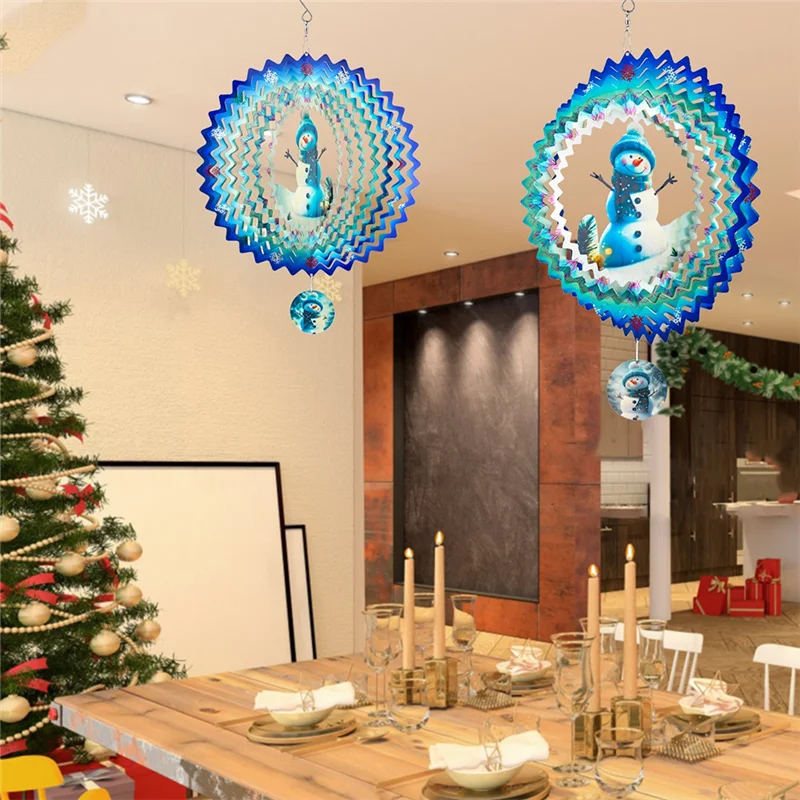 P4-Wind Spinners 3D، عيد الميلاد شنقا الرياح سبينر لزينة عيد الميلاد، 12 بوصة ساحة الفن زينة هدايا عيد الميلاد #3