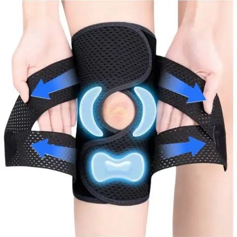 Knee Brace for Knee Pain Compression Support with Side Stabilizer Adjustable Wrap Open Patella Design Breathable Air Mesh Fabric