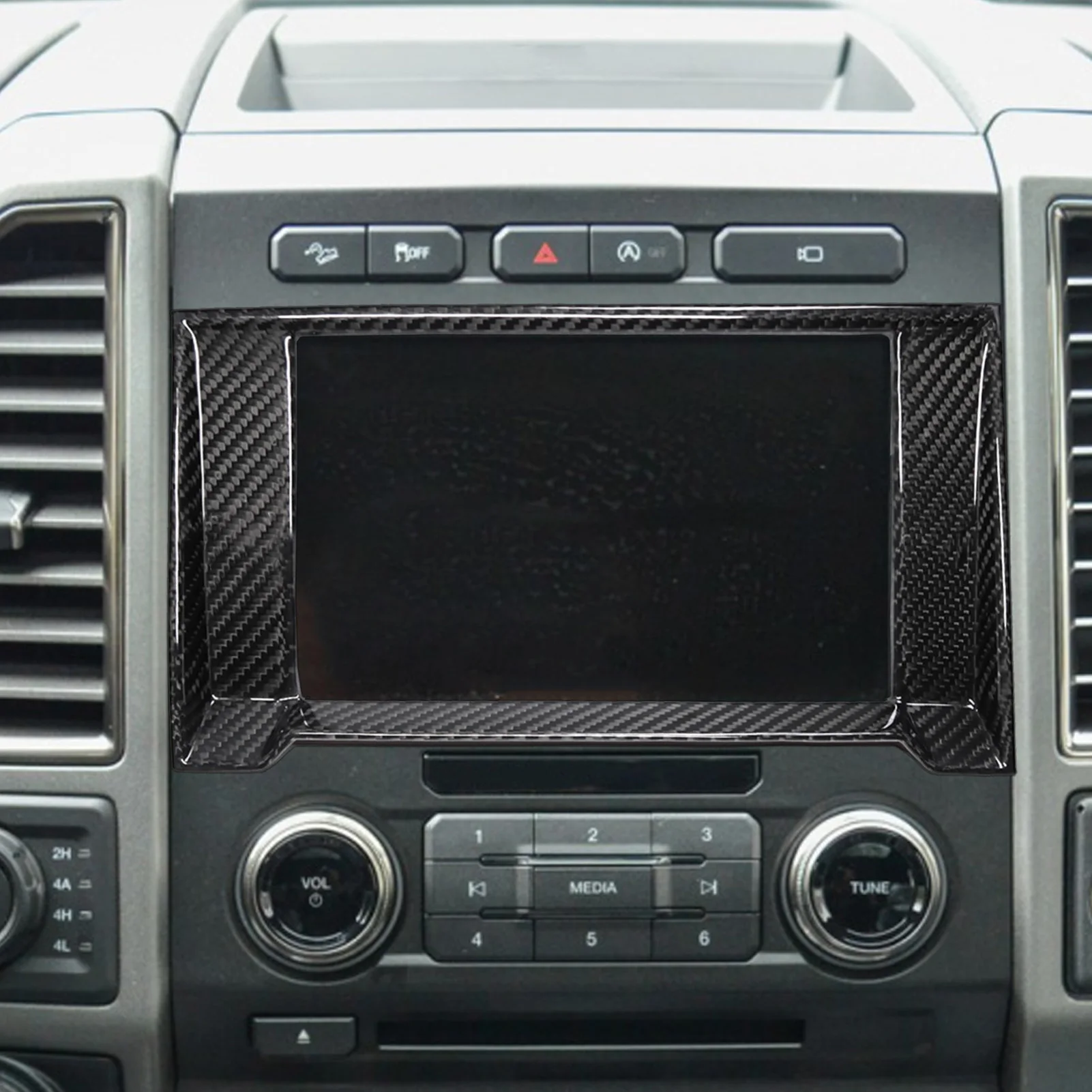 لفورد F-150 رابتور 2015-2020 ريال ألياف الكربون الملاحة إطار الشاشة لوحة غطاء الكسوة اكسسوارات تعديل السيارات الداخلية