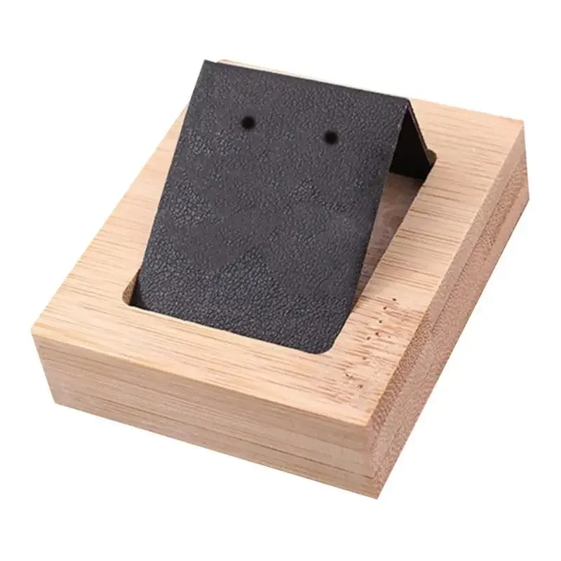 

Handmade Packing Velvet Paper Leatherette Jewelry Earrings Display Cards Holder Organizer with Bamboo Wooden Tray Showcase