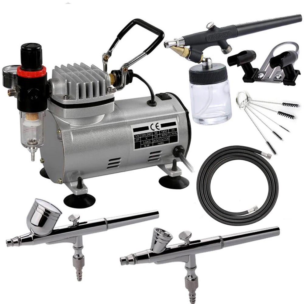 Professional Dual-Action Airbrush 120W Electric Spray Gun Air Brush Painting Set Art Nail Tattoo Makeup Model Sprayer