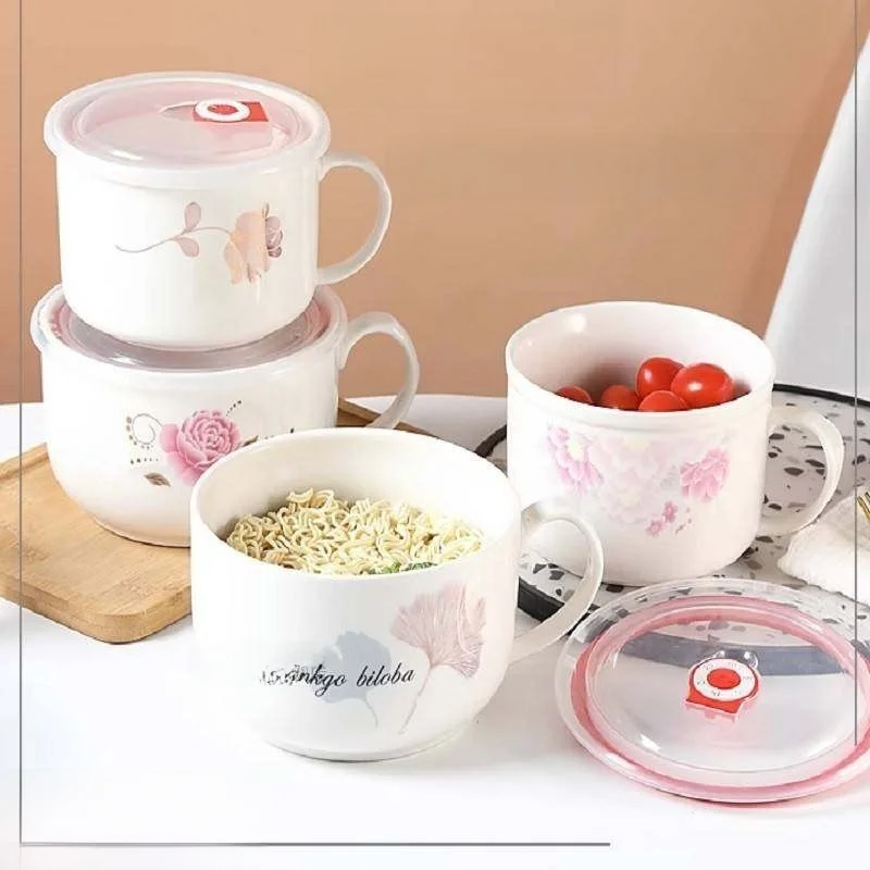 

Large Size Cerc Rice Bowl with Handle Microwave Se Fre Kee Heating Function for Office Workers Dormi Use