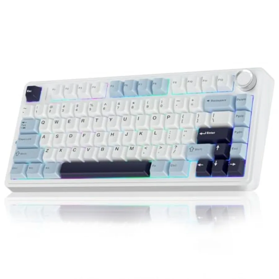 

F75 75% Wireless Mechanical Keyboard, Hot Swappable Creamy Keyboard, Pre-lubed Reaper Switches, 2.4GHz/Type-C/BT5.0, RGB Backli