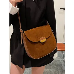 Vintage Women Pu Leather Saddle Bags Solid Large Capacity Female Casual Crossbody Bag Versatile Lady Commute Messenger Packs