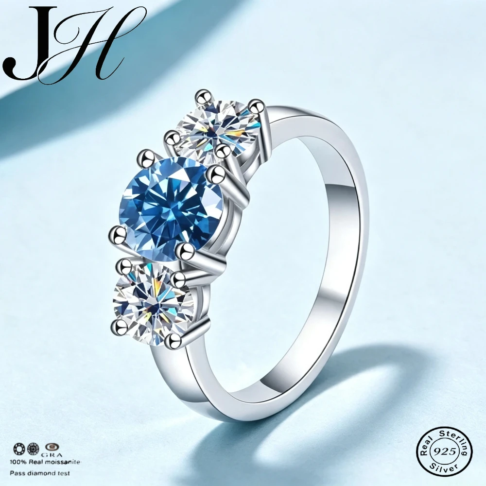 JOIAS HOME Silver 925 D Color  Moissanite Women's Gem Ring Shiny And Brilliant Valentine's Day Anniversary Gift Wedding Ring