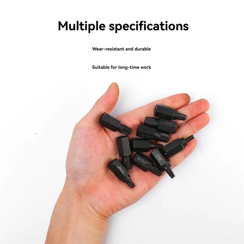 

LJL 10Pcs Screw Extractor Kit Damaged Screw Remover Set Metal Easy Out Drill Bits Broken Bolt Stud Remover Multi-Spline