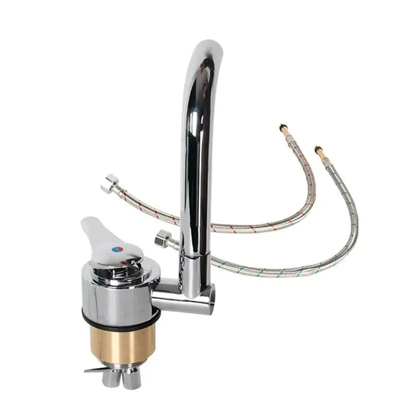 

Simple RV Faucet, Hot& Cold Folding Faucet Kit For RV For Motorhome Trailer Bathroom Kitchen Accessory