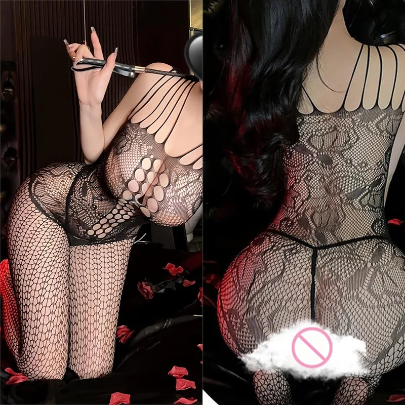 Women's jumpsuit pants Tight hollowed out see through deep V-cut jumpsuit woman Bodysuit women clothes for woman Sex shop xxx
