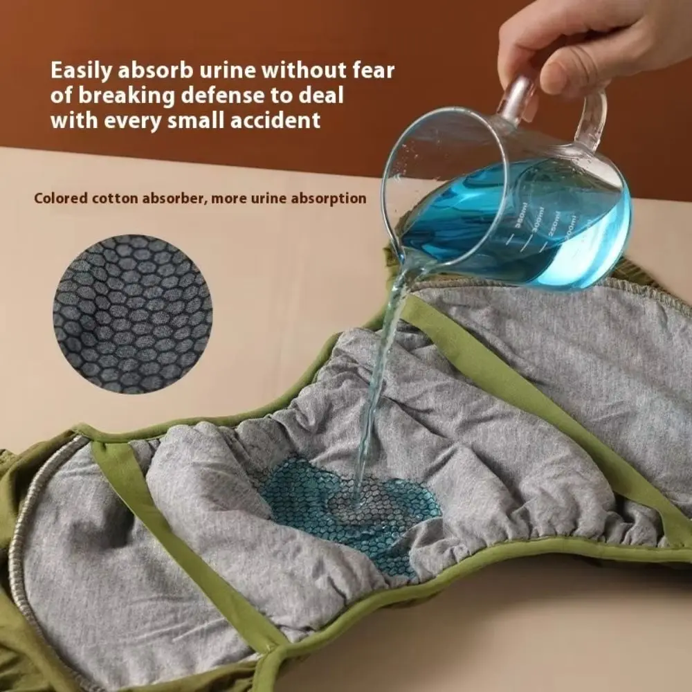 Pantaloni per pannolini per adulti in grafene antibatterico Pannolini lavabili regolabili anti-perdite laterali Slip assorbenti riutilizzabili traspiranti