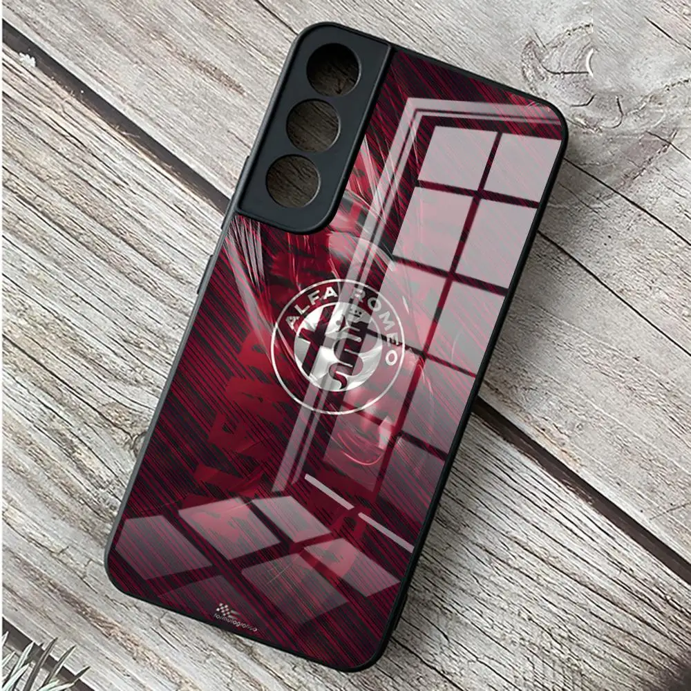 A-alfaes romeo car 2024 hot for Samsung anti-knock s 24 ultra plus 23 22 21 20 a 34 54 53 note20 m 54 glass cover