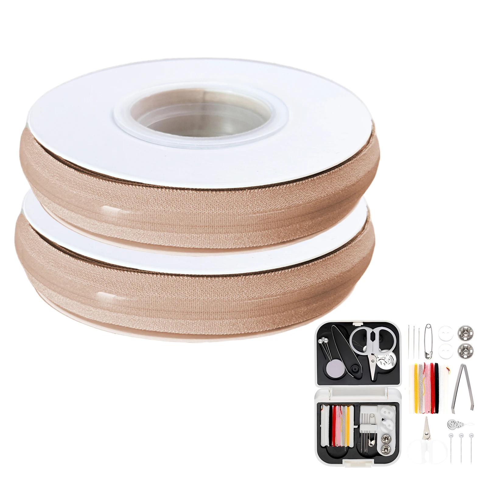 

15mm Non-Slip Sewing Elastic Band with Sewing Kit, Straight-line Silicone Grip Elastic Band Making Accessories for Sewing, 2Roll