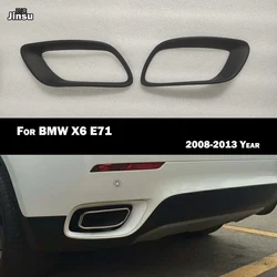Fiber Glass Matt Black Primer Car Rear Bumper Exhaust Decorative Frame For BMW X6 E71 2008 - 2013 FRP Muffler Tail Pipe Cover