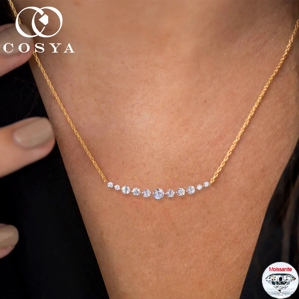 

Сертифицированное COSYA ожерелье с подвеской из муассанита, серебро 925 пробы, цепочка с лабораторным бриллиантом в форме улыбки для женщин, изысканные ювелирные украшения, подарки