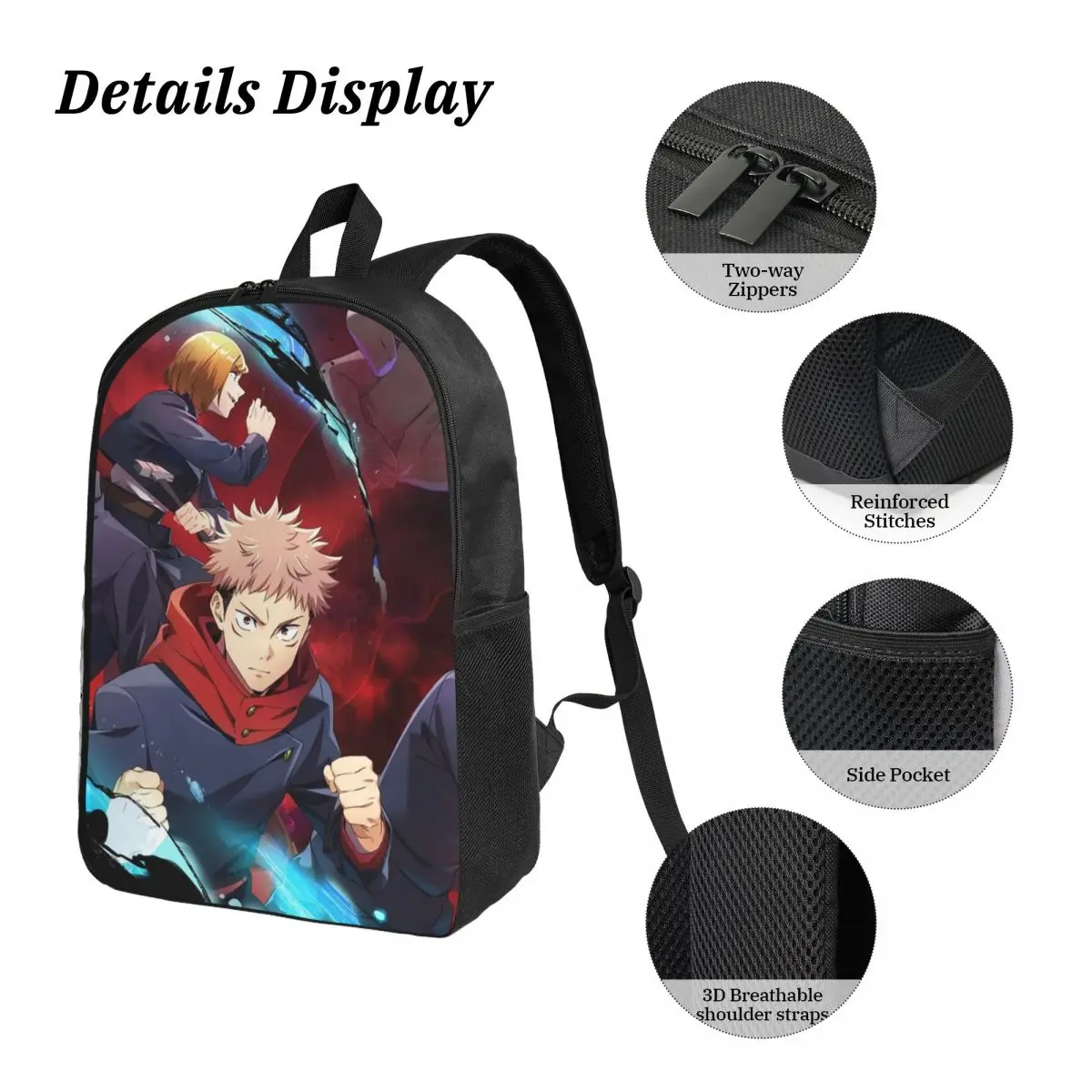 Megumi Besto Friendo Jujutsu Kaisen Sukuna 애니메이션 배낭 BookBag 학교 가방 어깨 가방 3ps 절연 점심 가방 연필 케이스