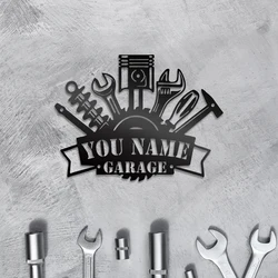 1pc Hot Sale Repair Tools Personalized Name Iron Wall Signs For Car Repair Shops Garage Decor Custom Metal Wall Plaque