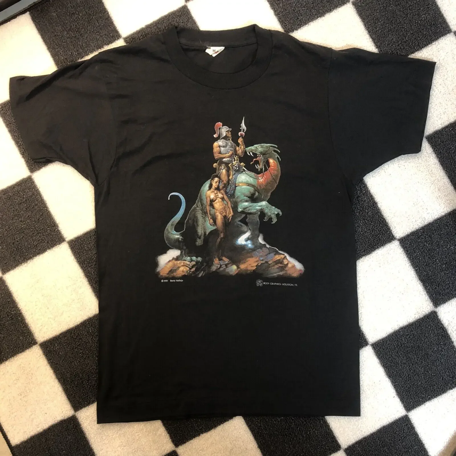 Vtg 1991 Boris Vallejo T Shirt Medium Screen Stars Rare Single Stitcchh Free S H