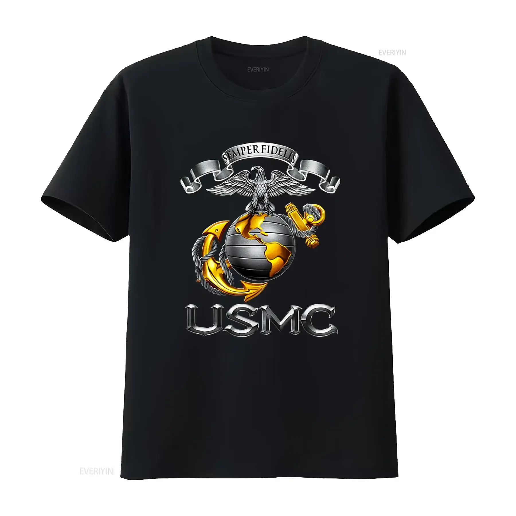 USMC Semper Fidelis T Shirt with Eagle Globe and Anchor Design for Men vintage Washed Stretched Breathable Casual Stylish