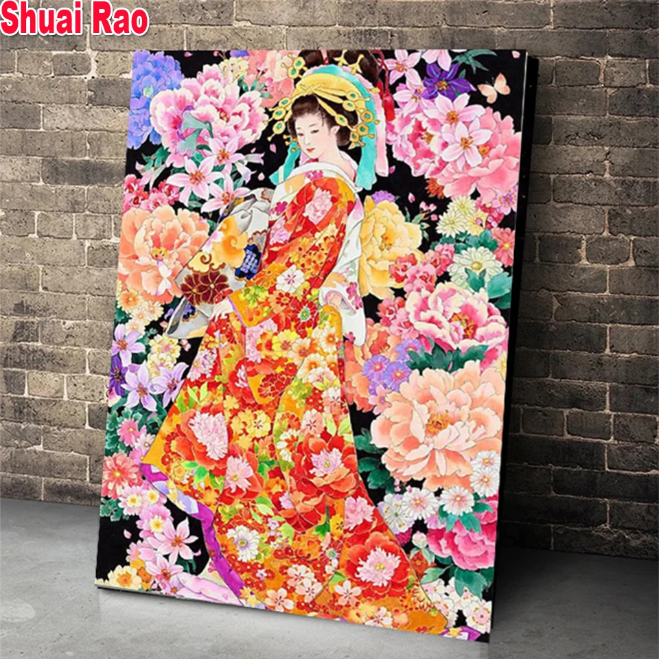 Geisha Diamond Painting Kimono Women Japanese Beauty Full Diamond Mosaic Embroidery DIY Cross Stitch Kit Needlework Crafts Decor