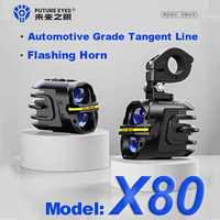 Future Eyes X80 Motorcycle Auxiliary Spotlight with Horn Flash LED Lamp Through Running Lights Wired Backlight Switch Spotlight